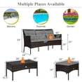 thumbnail image 4 of Costway 3PCS Patio Rattan Furniture Set 3-Seat Sofa Cushioned Table Garden Gray, 4 of 10