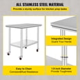 thumbnail image 3 of VEVOR Table de Travail en Acier Inoxydable 36x24 Pouces avec 4 Roues Table de Travail Commerciale pour Préparation des Aliments avec Roulettes Table de Travail Robuste pour Cuisine Commerciale Restaurant, 3 of 9