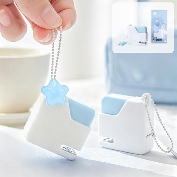 VVQ Mini Stapler Portable Cute, Compact Handheld Stapler with Size 10 Staples for Office Homework, Small Lightweight Desk Stapler for Documents Paper Binding, Light Blue
