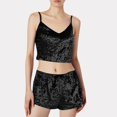 thumbnail image 2 of 2025 Ensembles de Pyjama pour Femmes Velours pour Femmes 2 Short de Pyjama pour Femmes Pièces Combinaison Tenue Sans Manches Pyjamas pour Femmes Haut Court Camisole + Dames, 2 of 8