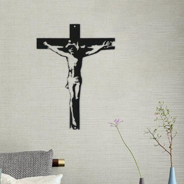 Crucifix Statue Jesus Wall Hanging Cross for Baptism Decor Home Thanksgiving Black