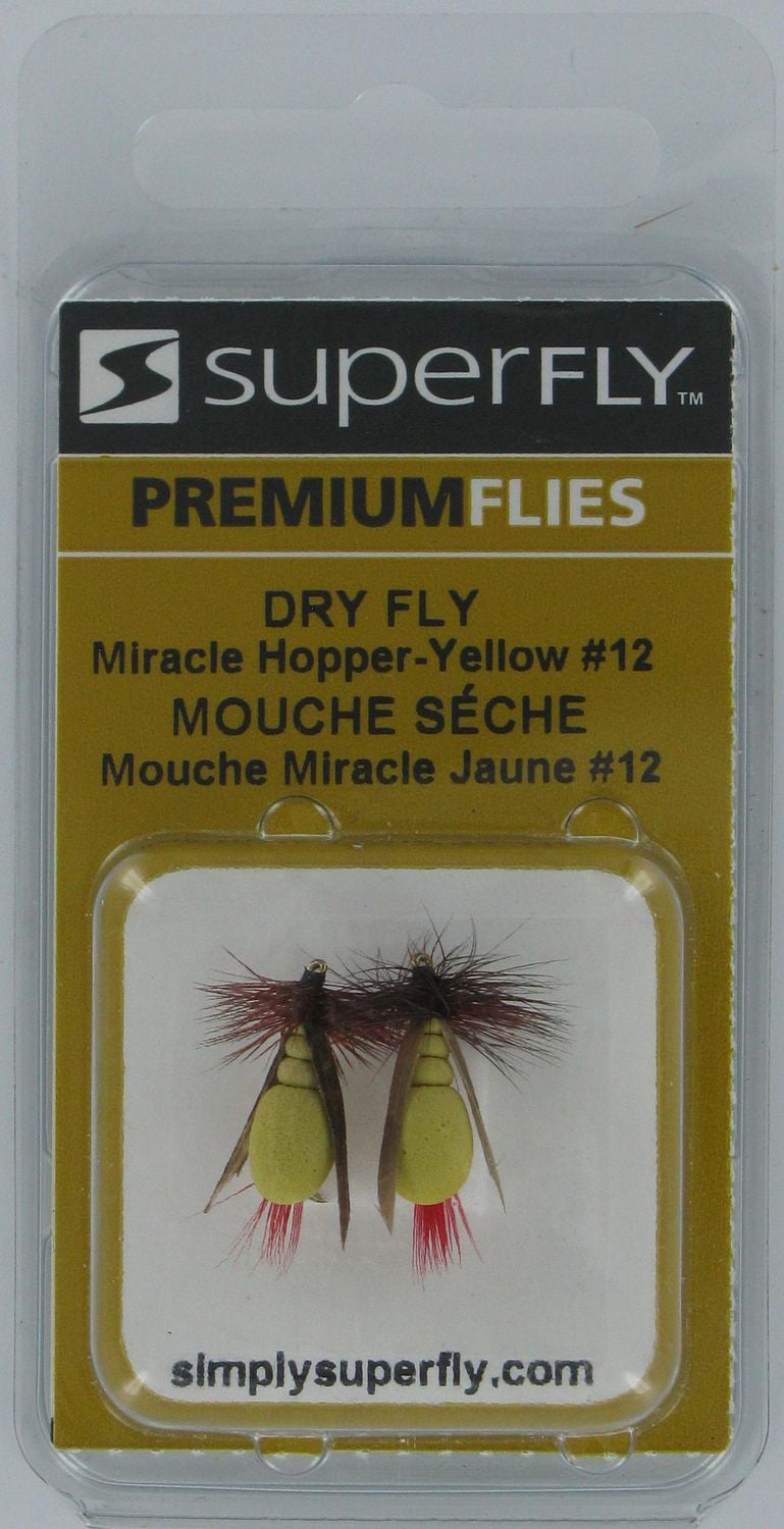 Superfly FLY1500-12P Miracle Hopper à mouche sèche jaune #12