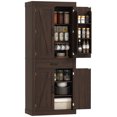 thumbnail image 1 of Armoire de Cuisine 72 Pouces, Armoire de Rangement de Cuisine avec Portes de Grange, Marron, 1 of 10