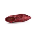thumbnail image 4 of Unique Bargains Bottines à Talons Aiguilles en Dentelle Pailletée Scintillante pour Femme, Rouges, pour Fête (Taille 7), 4 of 6