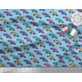 thumbnail image 3 of Soimoi Blue Moss Georgette Fabric Colorful Cars Transport Fabric Prints By Yard 42 Inch Wide, 3 of 3