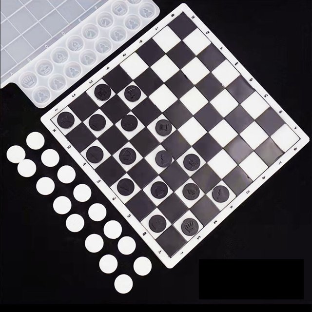 maskred Silicone Échecs Moule Résine DIY Anti-Adhésif Réutilisables Mignon Main Moules Résistants à la Chaleur 3D Artisanats Gagets Échiquier 2PCS