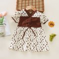 thumbnail image 2 of Cathalem Robe d'Été pour Fille, Manches Courtes, Taille Croisée, Décontractée, Ligne A, Mini, Café 100, 2 of 5