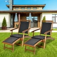 thumbnail image 1 of Costway 2PCS Patio Folding Rattan Lounge Chair Wood Frame Retractable Footrest, 1 of 9
