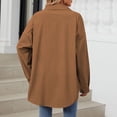 thumbnail image 4 of RXIRUCGD Women's Fashion Solid Color Long Sleeve Lapel Tops, Brown, Size: L, 4 of 9