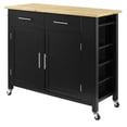 thumbnail image 1 of Pemberly Row Contemporary Wood Top Kitchen Island Cart in Black, 1 of 19