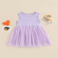 thumbnail image 2 of Robe de Princesse pour Bébé Fille Sans Manches Tricotée Patchwork Dentelle Tulle Mariage Anniversaire Fête Tutu Robe, 2 of 8