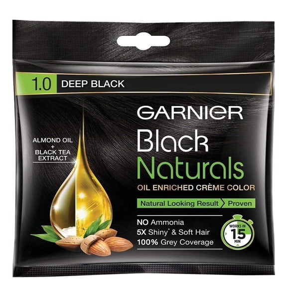 5 pack Garnier Black Naturals Oil Enriched Cream Colour Hair Dye DEEP Black