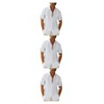 thumbnail image 1 of pitrice Men Shirt Casual Short Sleeve Breathable Replacement Button Down Solid Color Fashionable Home Dating Shirts Top White XL 3Set, 1 of 6