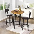 thumbnail image 1 of Furlinkhm 3 Piece Pub Dining Set, Modern Bar Table and Stools for 2 Kitchen Counter Height Wood Top Bistro Easy Assemble for Breakfast Nook Living Room Small Space Restaurant, Rustic Brown, 1 of 9