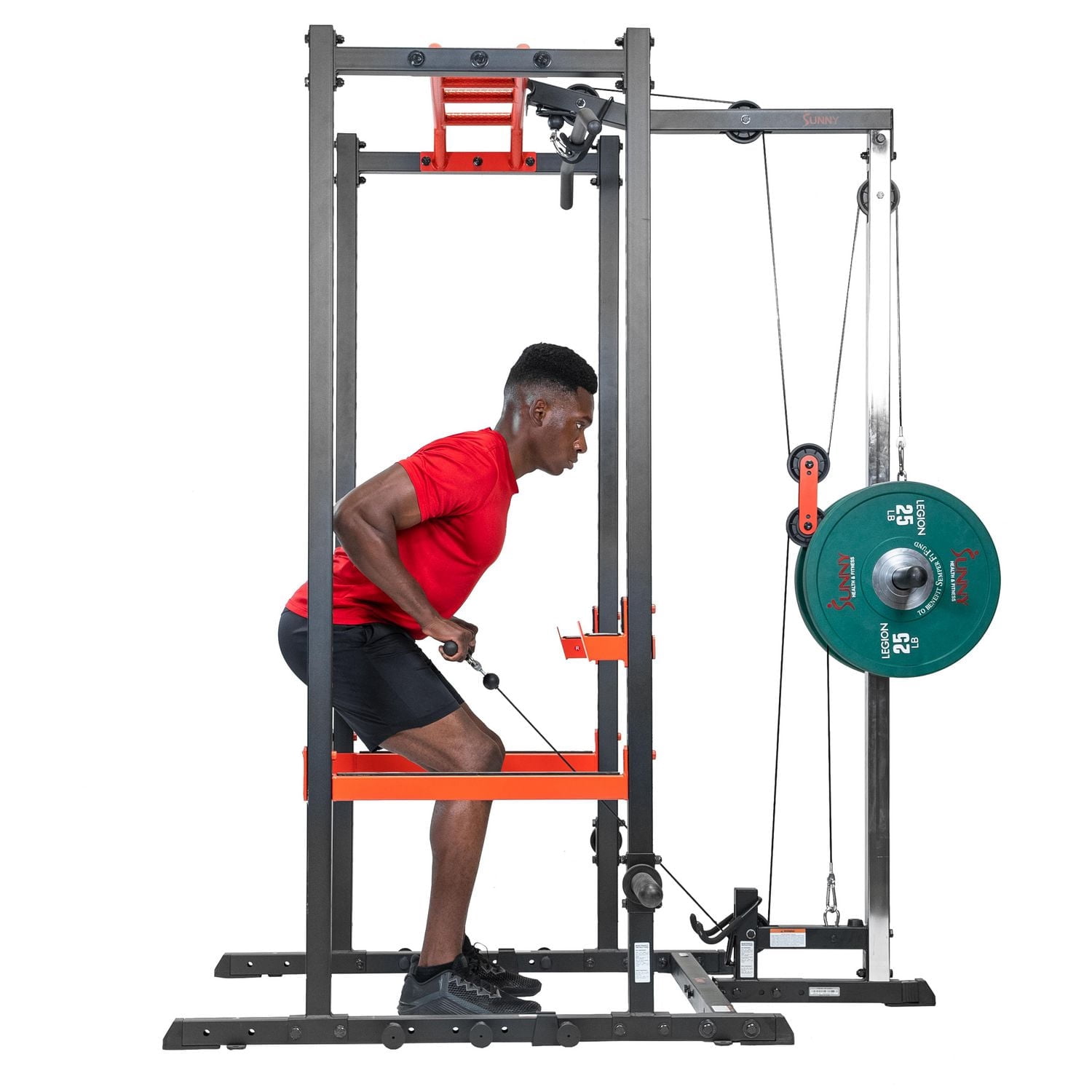 Sunny Health & Fitness Lat Pull Down Attachment Pulley System for Power Racks – SF-XF9927