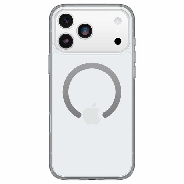 OtterBox Symmetry Clear MagSafe Case w/Camera Control Clear with Blue Tint for iPhone 17 Pro Max, ultra-slim transparent case featuring built-in MagSafe magnets, reinforced corners, raised camera edges, tactile buttons, and anchors for straps or charms, ideal for showcasing device design while providing protection.
