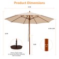 thumbnail image 3 of Gymax 9.5 FT Rope Pulley Wooden Umbrella Market w/ Fiberglass Ribs Patio Beige, 3 of 3