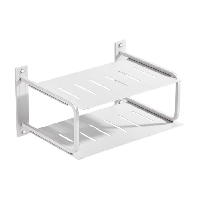 simhoa 2 Layers Projector Shelf Wall Mount Aluminum for Office TV Boxes Living Room White