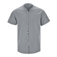 thumbnail image 4 of Button Down Shirts for Men Cargo Loose Pocket Size Short Sleeved Grey Beach Fall Clothes for Men size S, 4 of 8