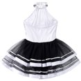 thumbnail image 4 of Oyolan Robe Justaucorps de Danse Ballet Métallique à Paillettes pour Filles avec Jupes en Tulle Robes de Performance Argent 14, 4 of 7