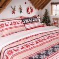 thumbnail image 2 of HITIME 100% Polyester Printed Christmas Duvet Cover Set - Twin Size 3 Piece Lightweight & Breathable Bedding Set, Soft Microfiber Comforter Cover with Zipper Closure, Christmas Stripe, 2 of 8