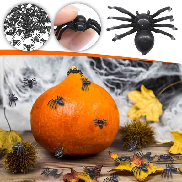TIMIFIS Spider 50 Pcs Décorations d'Halloween Noir Spider Fantôme Accessoires de Festival Fournitures de Fête Jouets Farces Décorations d'Halloween Intérieures - Automne