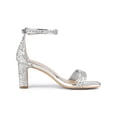 thumbnail image 3 of BLISSFUL STEP Women's Shoes Glitter Ankle Strap Block Heel Prom Sandals Silver 7, 3 of 8