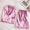 thumbnail image 3 of Babysbule Pyjamas d'Été pour Femmes Vêtements de Nuit Mode d'Été pour Femmes Ample Décontracté Demi-Col en V Uni Chemise Mi-Mollet Ensembles de Pyjama, 3 of 6