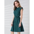 thumbnail image 2 of INSPIRE CHIC Robe-Chemise en Coton pour Femme à Manches Volantées Robe-Chemise de Travail avec Ceinture, 2 of 5