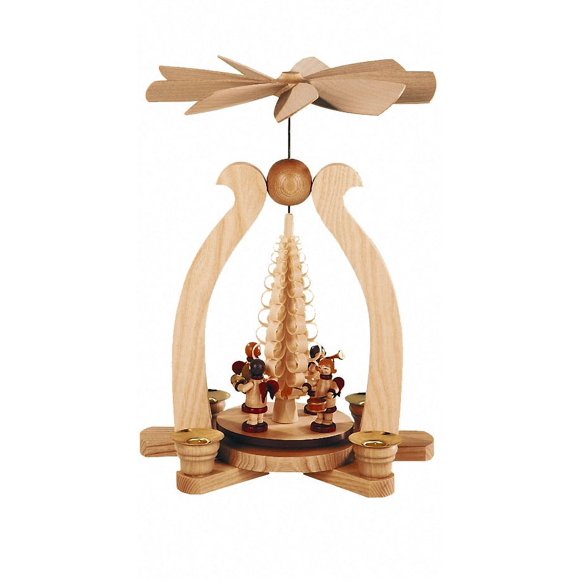 German christmas pyramid arch Music-playing angels, height 29 cm / 11 inch, natural, original Erzgebirge by Müller Seiffen