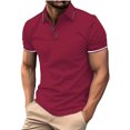 thumbnail image 1 of Birdeem Mode Hommes Décontracté Ajusté Col Rabattu Couleur Unie Manches Courtes T-Shirt Hauts Blouse, 1 of 8