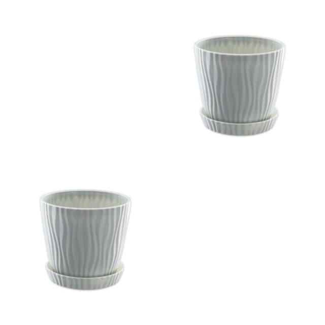 kurtrusly Modern Decorative Flower Pots Easy To Maintain Various Colors And Sizes light gray S pot+S tray 2Set
