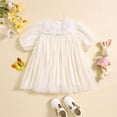 thumbnail image 4 of MEZZALL Robe en Dentelle Tulle à Manches Courtes pour Bébés Filles, Robe de Danse Fête, Robe d'Été Adorable, Blanc, 12-18 Mois, 4 of 7