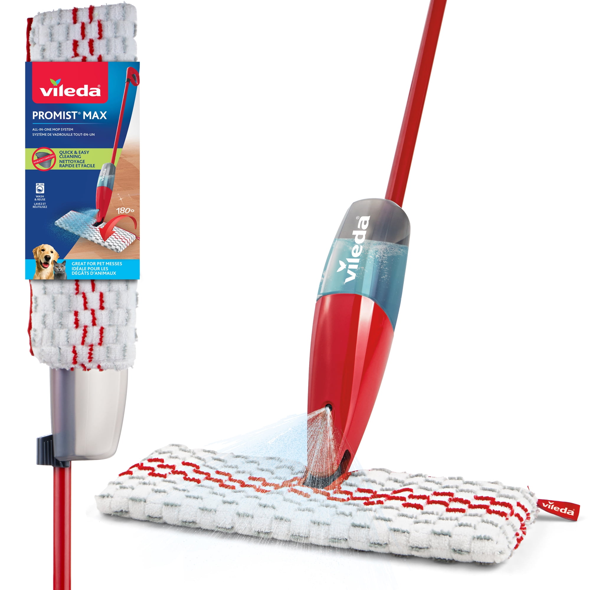 Vileda ProMist MAX Vadrouille à Jet – Vadrouille en Microfibre Double Face