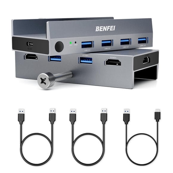 BENFEI Commutateur HDMI KVM USB 3.0 (8K@60Hz) avec 4 Ports USB 3.0 pour 2 Ordinateurs, Chargement Moniteur Clavier Souris