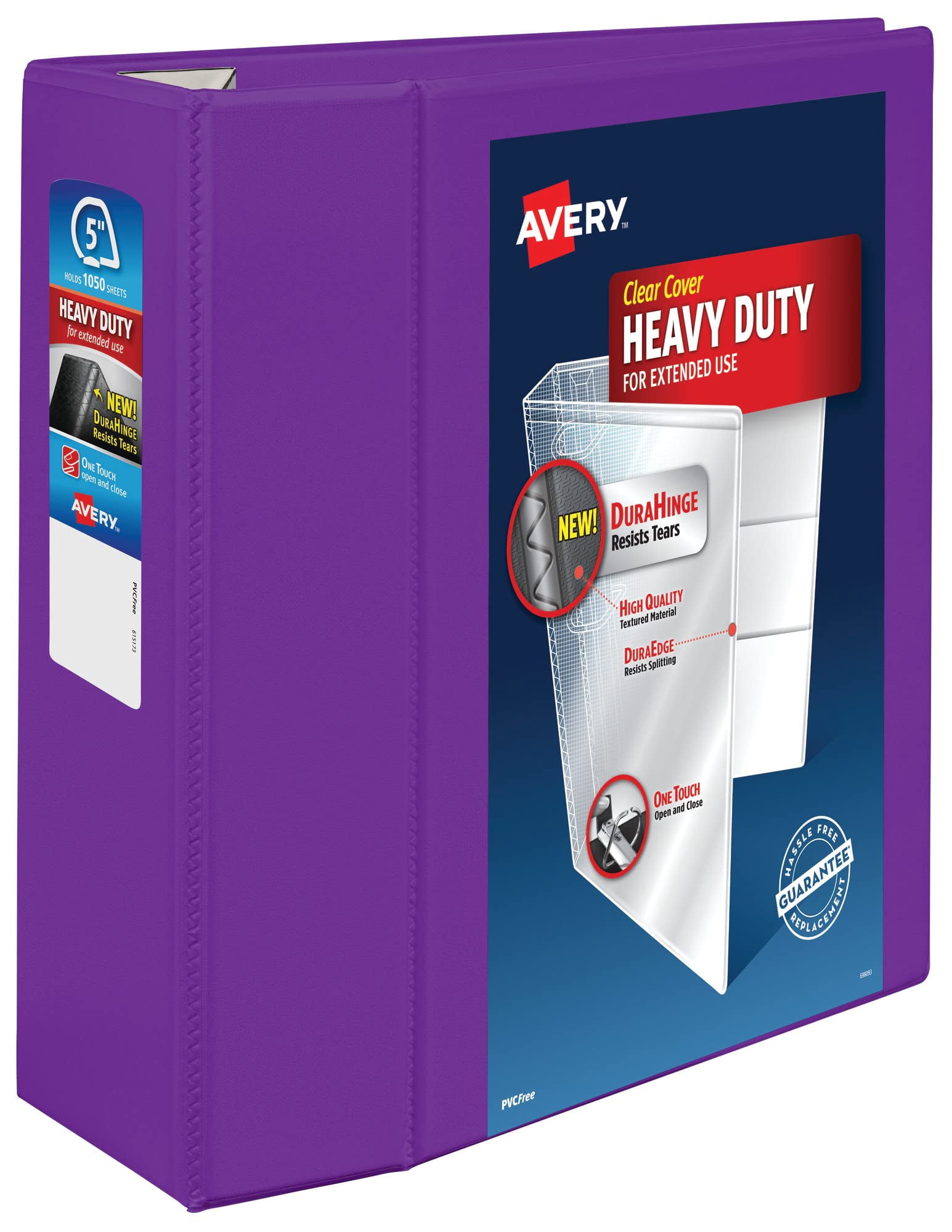 Avery Heavy-Duty View 3 Ring Binder, 5 Inch One Touch EZD Rings, 2.3/4.8 Inch Spine, 1 Purple Binder (79816)