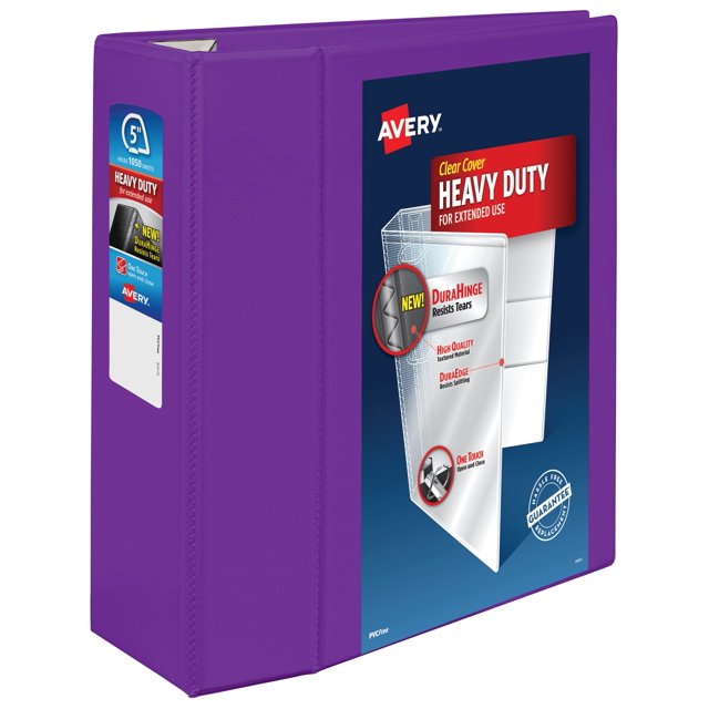 Avery Heavy-Duty View 3 Ring Binder, 5 Inch One Touch EZD Rings, 2.3/4.8 Inch Spine, 1 Purple Binder (79816)