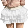 thumbnail image 3 of Plebaso Ruffle Shorts for Women Casual Layered Bloomers Sleepwear Solid Color Womens Cute Bottom Shorts, 3 of 6