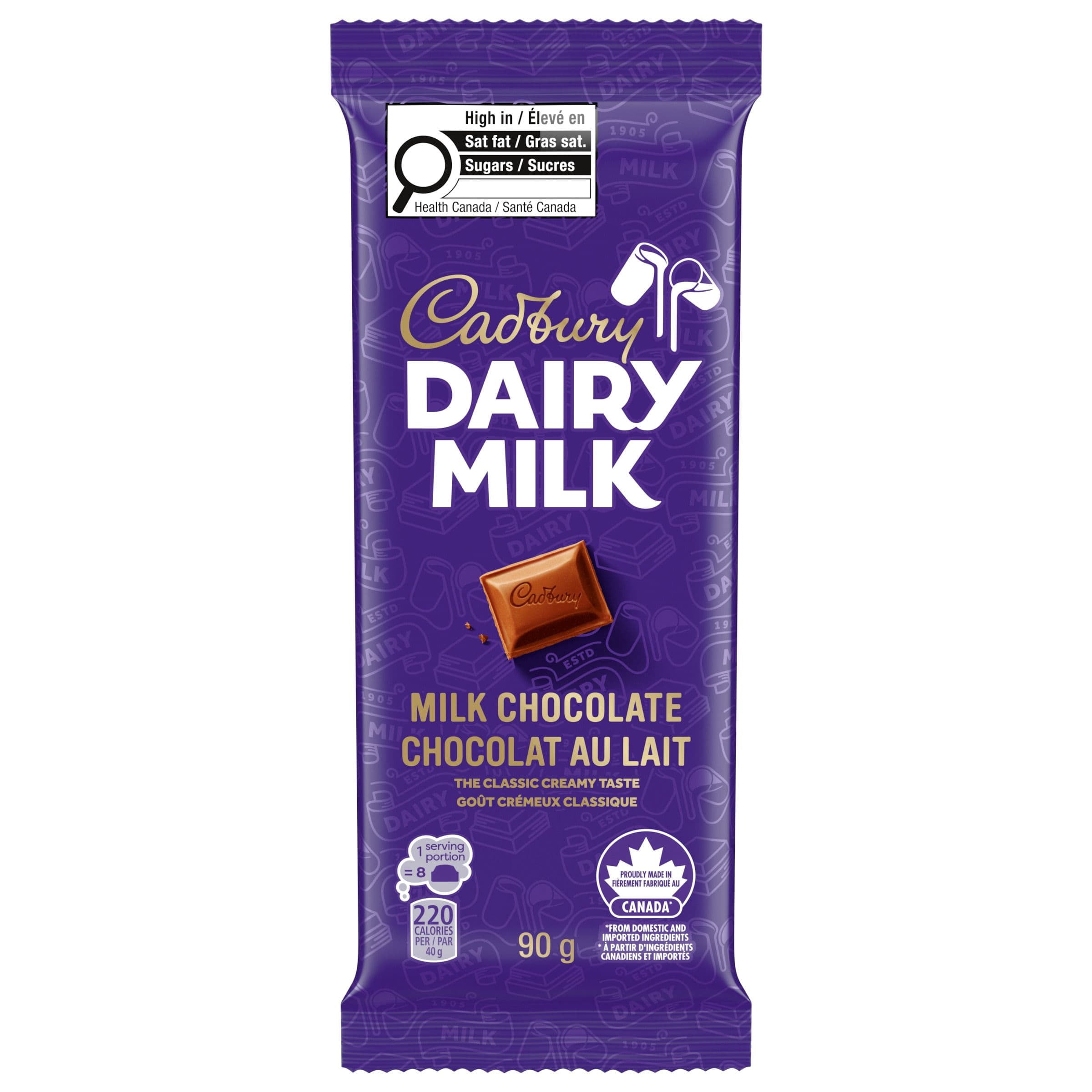 CADBURY DAIRY MILK, Milk Chocolate Bar, Milk Chocolate, CADBURY Chocolate Bar, 90 g