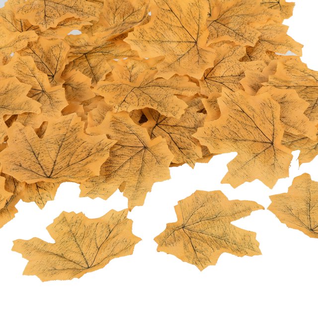 Unique Bargains Artificial Leaves Fall Maple Autumn Fake Leaf Decoration, Yellow 500 Pack