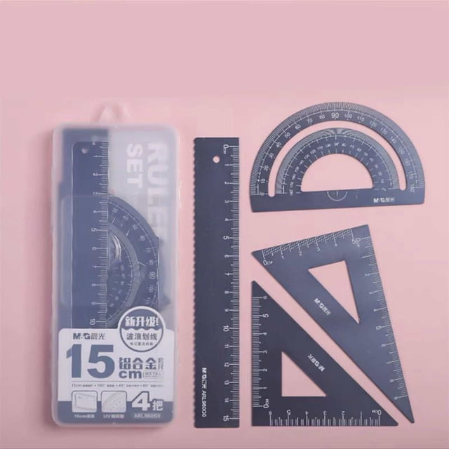Cqxid Office Cabinet Under $10 Home & Garden Office&Craft&Stationery Triangular Ruler Set 4 Pieces Aluminum Alloy Ruler Metal Drafting Ruler Geometric Protractor For Students Draftsmen School
