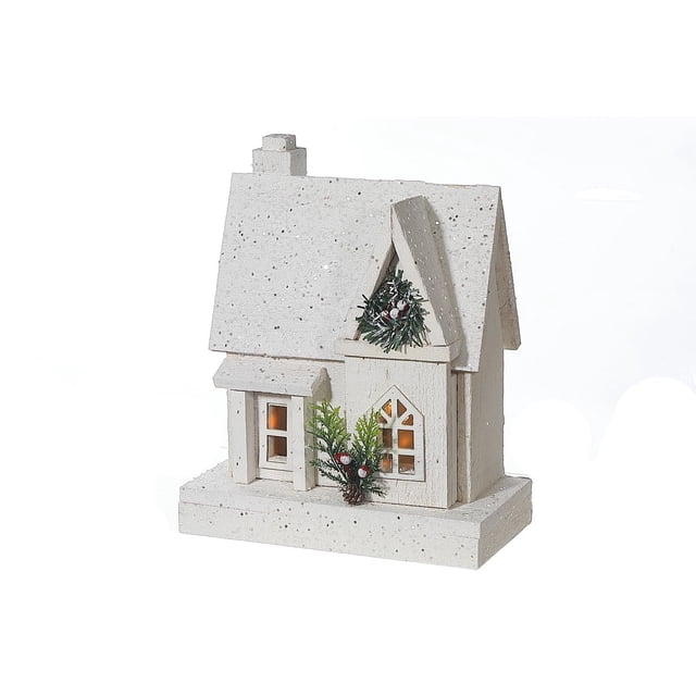 Maison En Bois Blanche À Led 11,81"