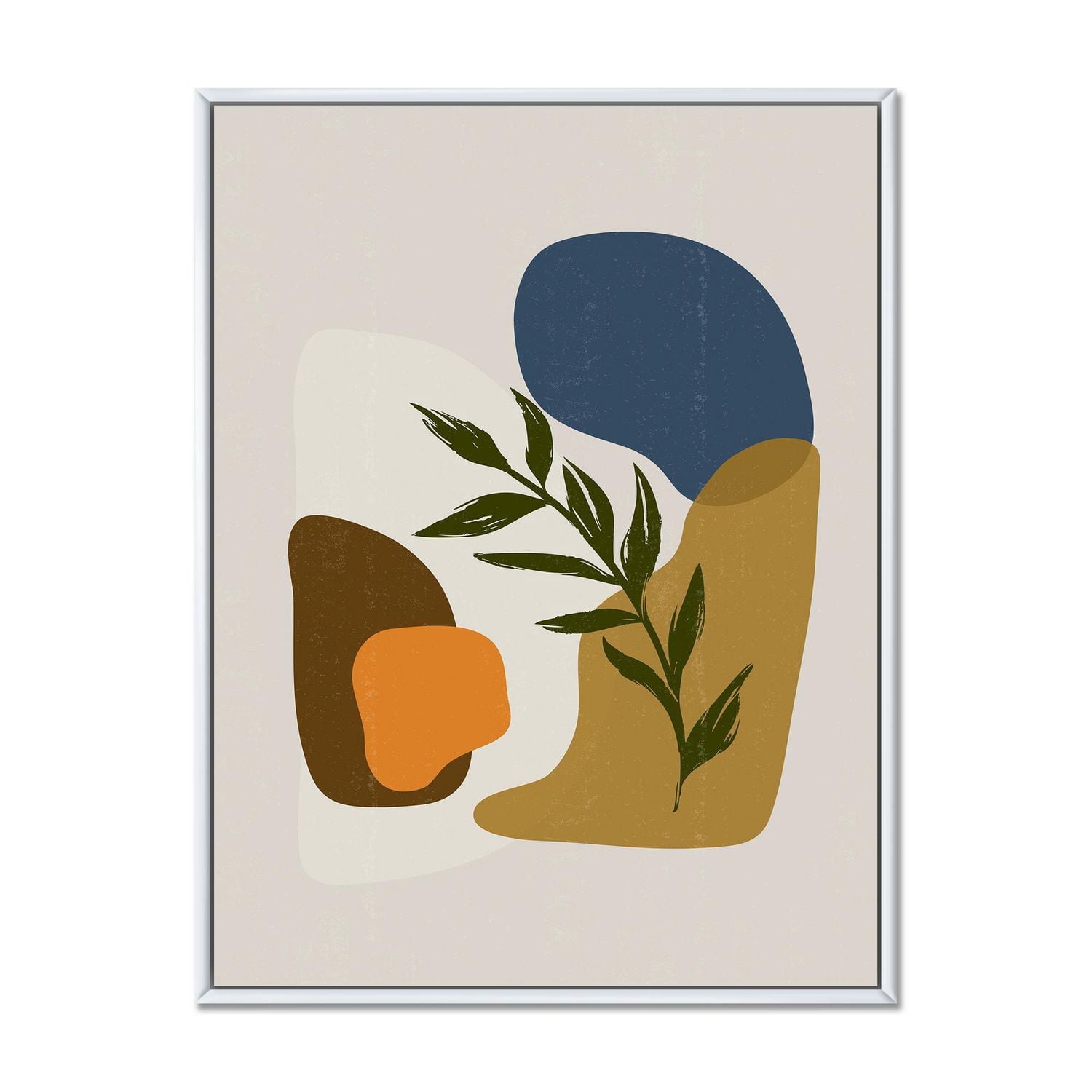 Designart Formes minimalistes botaniques avec feuille verte ART MURAL À CADRE FLOTTÉ