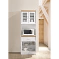 thumbnail image 2 of Hodedah Freestanding Kitchen Storage Cabinet w/ Open Space for Microwave, White, 2 of 7