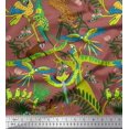 thumbnail image 1 of Soimoi Modal Satin Fabric Branches,Parrot & Leopard Jungle Printed Fabric 1 Yard 42 Inch Wide, 1 of 3