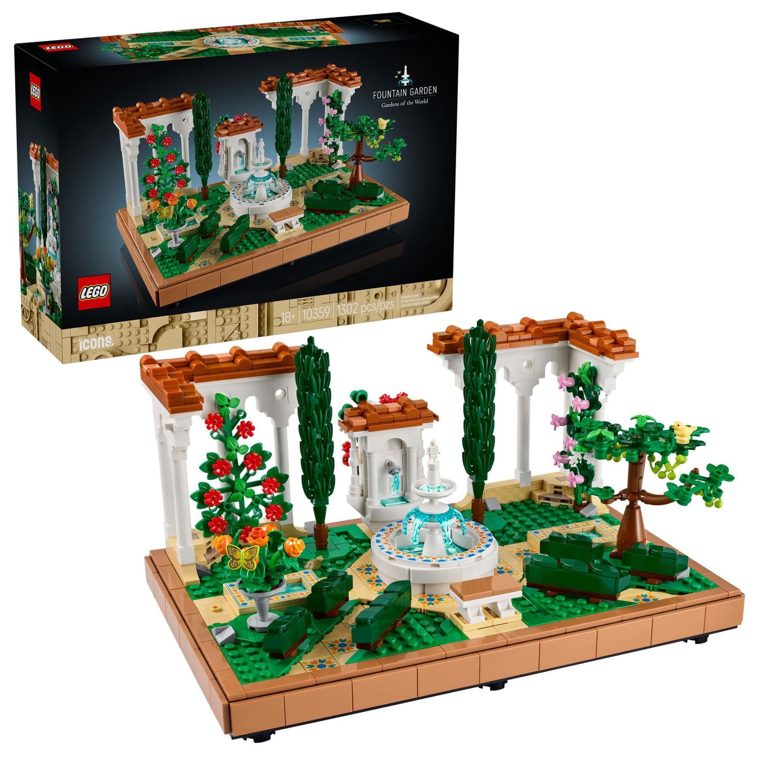LEGO Icons Le jardin à la fontaine 10359 Ensemble de construction (1302 pièces)