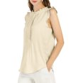 thumbnail image 4 of INSPIRE CHIC Blouse Sans Manches pour Femme, à Volants, Plissée, Blouse CHIC pour le Travail, m Beige, 4 of 8