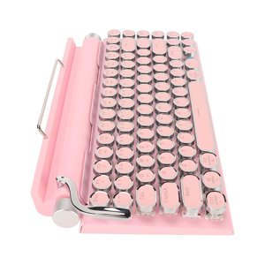 Clavier mécanique pour machine à écrire, Claquette mécanique ronde rétro 83 Clefs Commutateur bleu pour la tablette rose