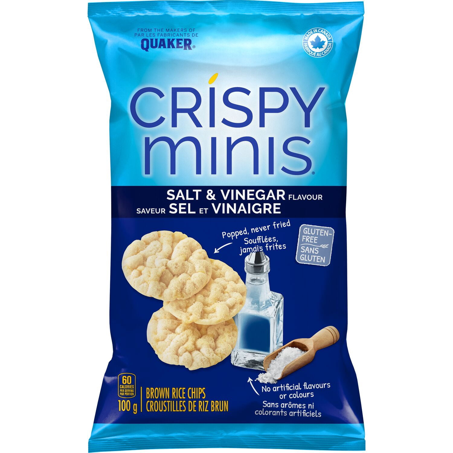 Quaker Crispy Minis Croustilles de riz brun Saveur Sel et vinaigre