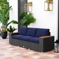 thumbnail image 2 of Outsunny Canapé d'Extérieur 3 Places avec Coussins, Sofa d'Extérieur, Bleu Foncé, 2 of 10